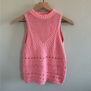 Zara Pink Knit Tank Top small crochet EUC